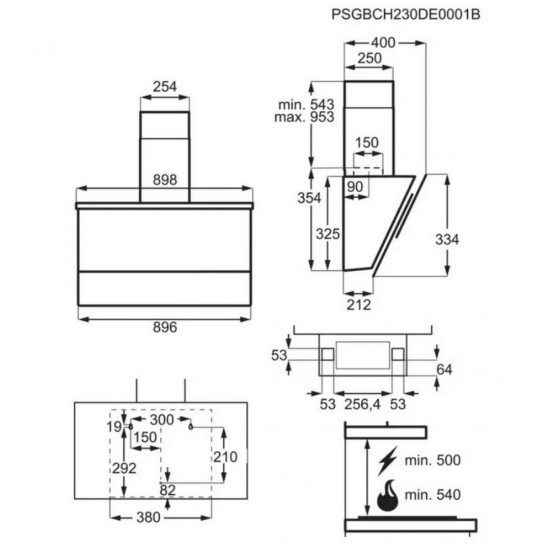 AEG DVE5962HB 7000 Hob2Hood Απορροφητήρας Καμινάδα 90cm Μαύρος ,Γερμανίας