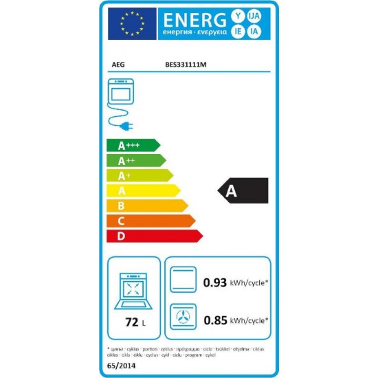 AEG BES331111M Φούρνος άνω Πάγκου (72lt) χωρίς Εστίες Π59.4εκ. Γκρι