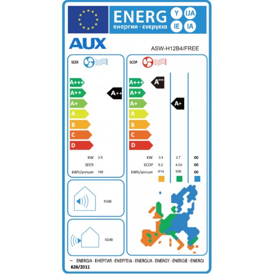 AUX Freedom ASW-H12B4/FREE Κλιματιστικό Inverter 12000 BTU A++/A+ (Α+++) 