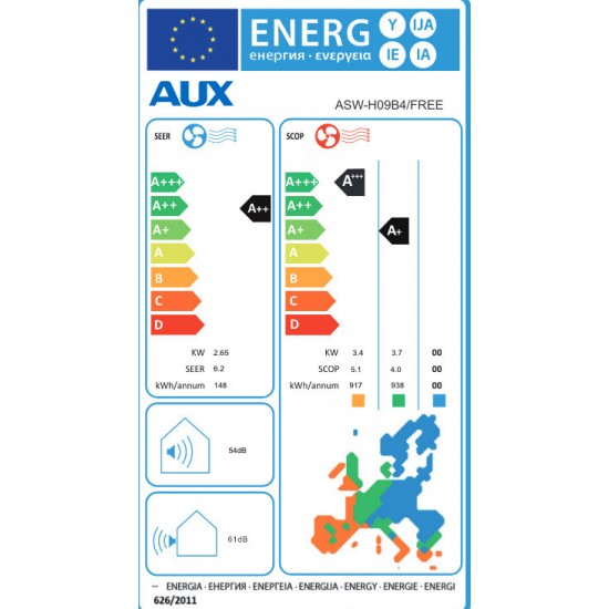 AUX Freedom ASW-H09B4/FREE Κλιματιστικό Inverter 9000 BTU A++/A+ (Α+++) 