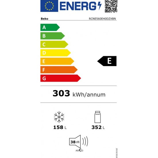 Beko RCNE560E40ZXBRN Ψυγειοκαταψύκτης (514lt) NoFrost Υ192xΠ70xΒ74.5εκ. Γκρι