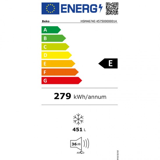 Beko HSM 46740 Καταψύκτης Μπαούλο 451lt, Ε (Υ86xΠ155.5xΒ67.5εκ) Λευκό 