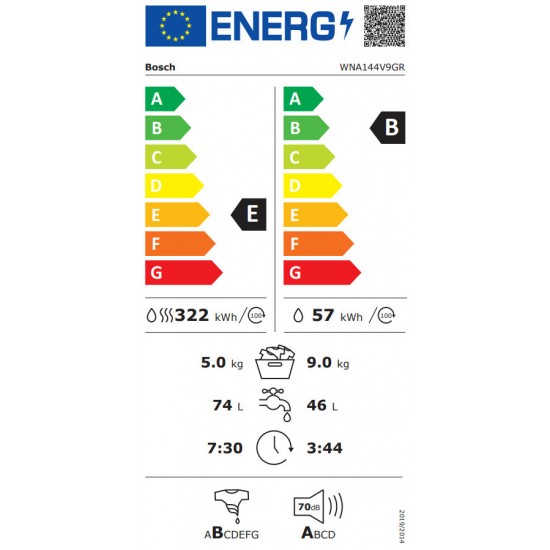 Bosch WNA144V9GR Πλυντήριο-Στεγνωτήριο Ρούχων 9kg/5kg Ατμού 1400 Στροφές  