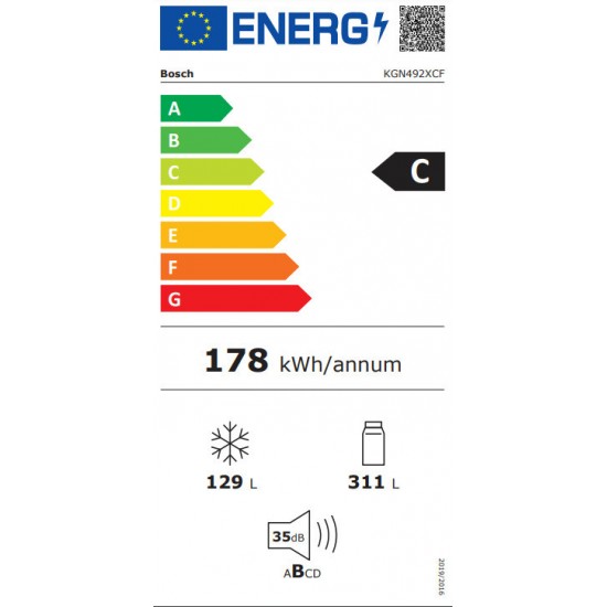 Bosch KGN492XCF Ψυγειοκαταψύκτης  203 x 70 cm - Brushed black steel anti-fingerprint,Αυτόματη απόψυξη, 2 ξεχωριστά κυκλώματα ψύξης