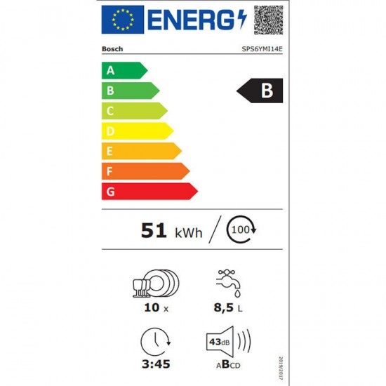 Bosch SPS6YMI14E Ελεύθερο Πλυντήριο Πιάτων για 10 Σερβίτσια 45cm με Wi-FiI Inox  ,PerfectDry:IntensiveZone, VarioFlex Pro καλάθια & VarioDrawer Pro