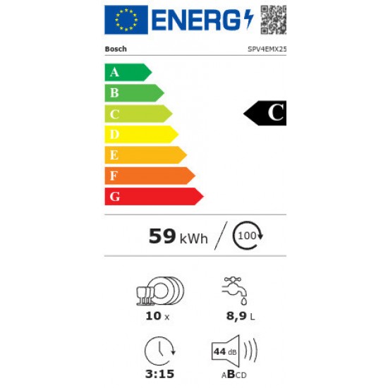 Bosch SPV4EMX25E Πλήρως Εντοιχιζόμενο Πλυντήριο Πιάτων με Wi-Fi για 10 Σερβίτσια Π44.8xY81.5εκ.