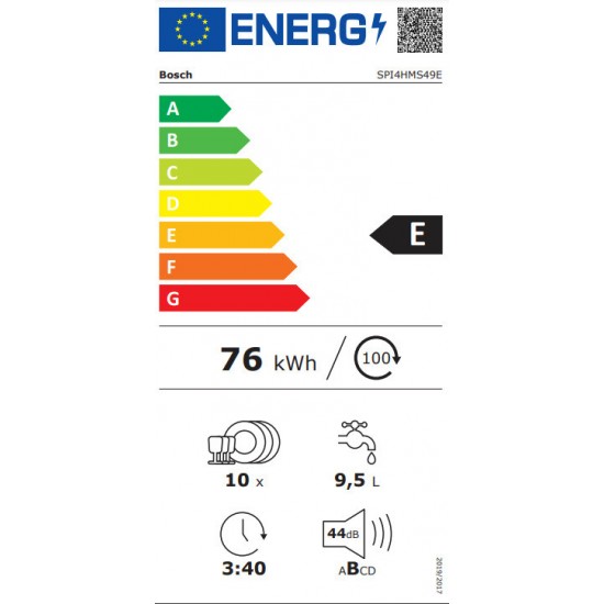 Bosch SPI4HMS49E Εντοιχιζόμενο Πλυντήριο Πιάτων για 10 Σερβίτσια Π45xY82εκ. Λευκό 