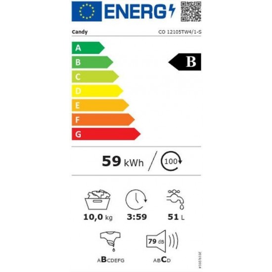 Candy CO 12105TW4/1-S Πλυντήριο Ρούχων (10kg) 1200rpm, (Wi-Fi + BLE)Το Candy SmartPro προσφέρει ένα πλήρες σύνολο 9 γρήγορων κύκλων σε λιγότερο από 1 ώρα.