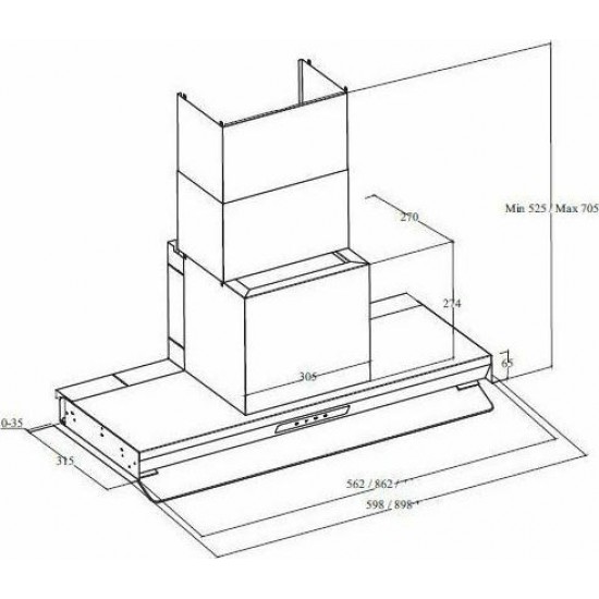 Davoline Inside Plus Drop Control 90 IX  Εντοιχιζόμενος Απορροφητήρας 90cm Inox 635 m³/h 