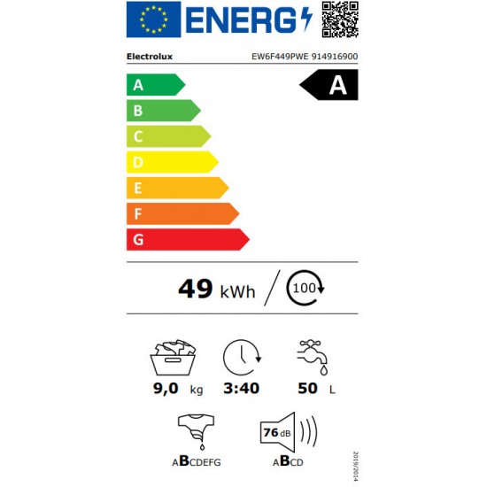 Electrolux EW6F449PWE 600 SensiCare Πλυντήριο Ρούχων 9kg με Ατμό 1400 Στροφών ,SensiCare ,συρτάρι UniversalDose ,SoftPlus,Κινητήρας: Permanent Magnet