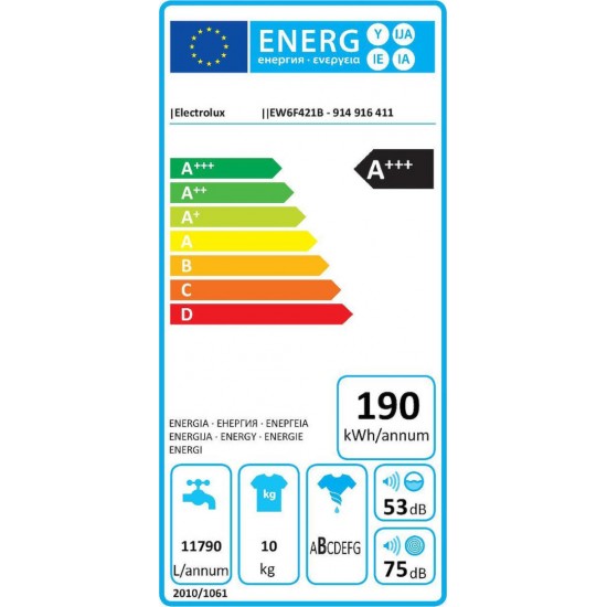 Electrolux EW6F421B Πλυντήριο Ρούχων (10kg) 1200rpm A+++