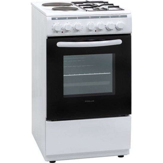 Finlux FXC 522M Κουζίνα 50lt με Εστίες Υγραερίου & Ρεύματος Πλ50εκ. Λευκή ,Τρόποι Ψησίματος: 9