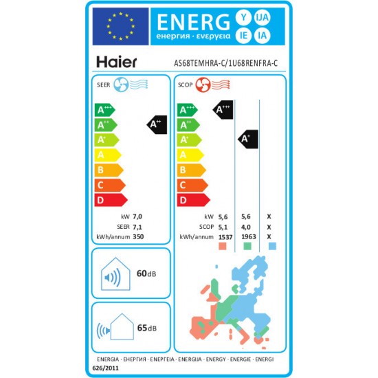 Haier Tide Green Plus AS68TEMHRA-C / 1U68RENFRA-C Κλιματιστικό Inverter 24000 BTU A++/A+ με WiFi