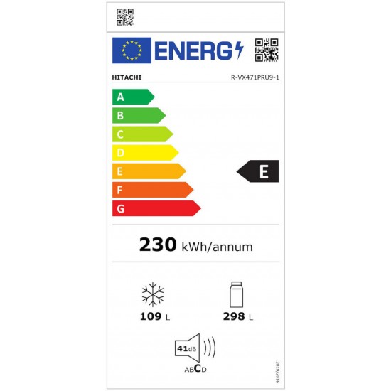 Hitachi  R-VX471PRU9-1 (BSL)  Ψυγείο Δίπορτο (443lt) Inox Full No Frost (υψ1.77xπλ68χβαθ72),Dual Fan Cooling & Dual Sensing Control,Inverter Συμπιεστής με 10 χρόνια εγγύηση