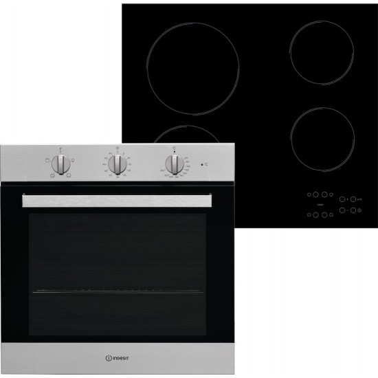 Indesit IFW 6530 IX + RΙ 161 C ΣΕΤ Φούρνος 66lt, Τρόποι Ψησ.5, Διακόπτες Σταθεροί, με Κεραμικές Εστίες ,Inox 