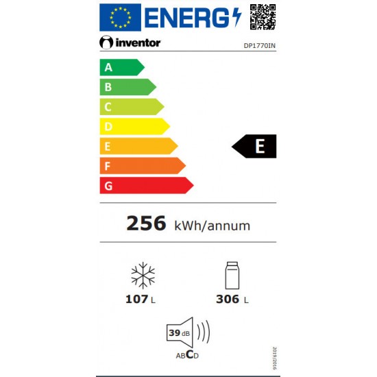 Inventor DP1770IN δίπορτο Total No Frost 413lt Inox ,Inverter Motor,υψ172.3xπλ70xβ67 cm  