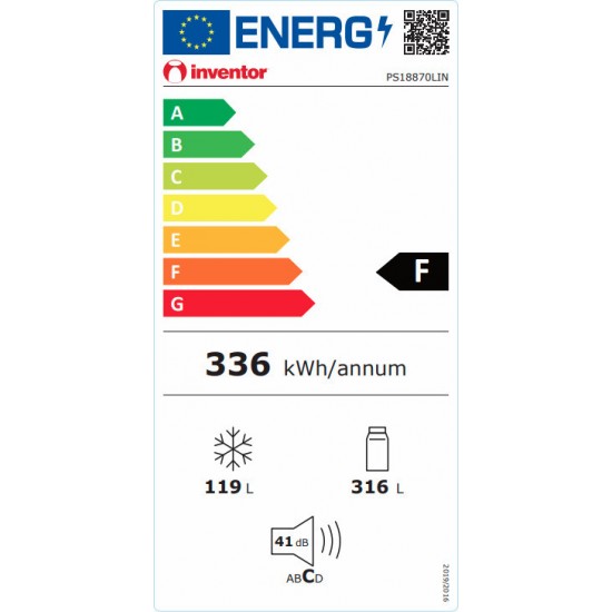Inventor PS18870LIN Ψυγειοκαταψύκτης 435lt NoFrost Inox Υ188xΠ70xΒ66εκ. 