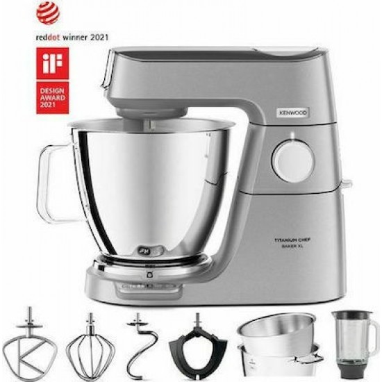 Kenwood Titanium Chef Baker XL KVL85.124SI Κουζινομηχανή 1200W με Ανοξείδωτο Κάδο (7lt)