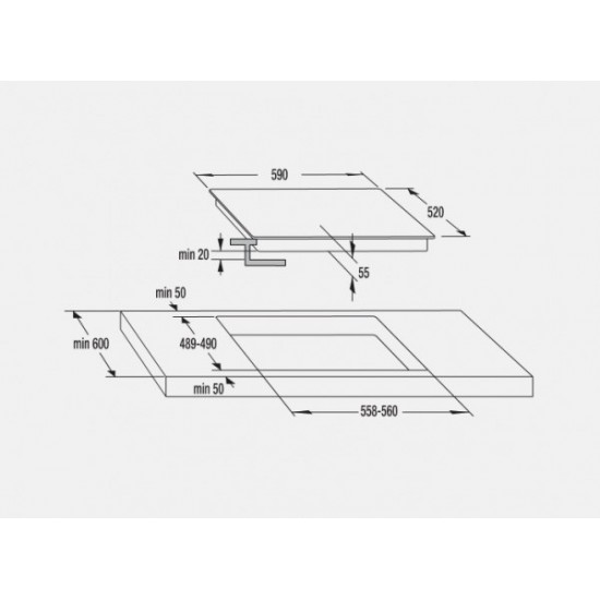 Korting HE 6241C 736499 Αυτόνομη Κεραμική Εστία,Πλαίσιο εστίας μαύρο μπιζουτέ