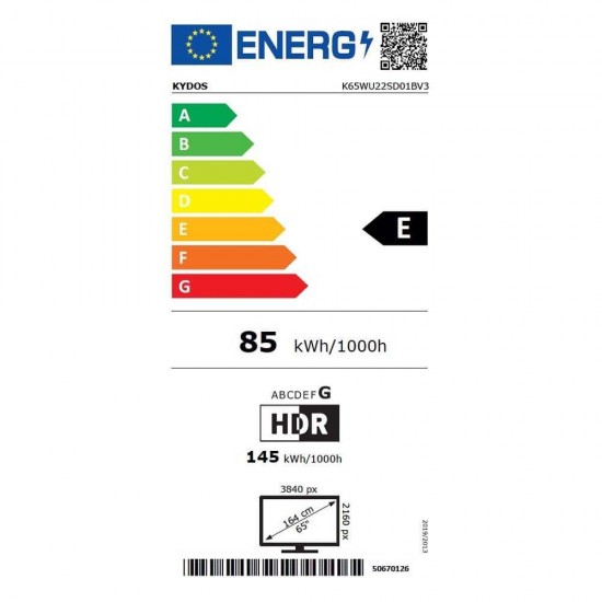 Kydos K65WU22SD01BV3 Τηλεόραση Smart 65" 4K UHD LED HDR