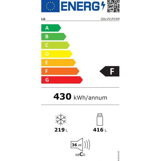 LG GSLV51PZXM Ψυγείο Ντουλάπα inox,635lt Total NoFrost Υψ179xΠλ91.3xΒαθ73.5εκ.,Eσωτερικό παγούρι,Παροχή νερού ,Smart Inverter Compressor™