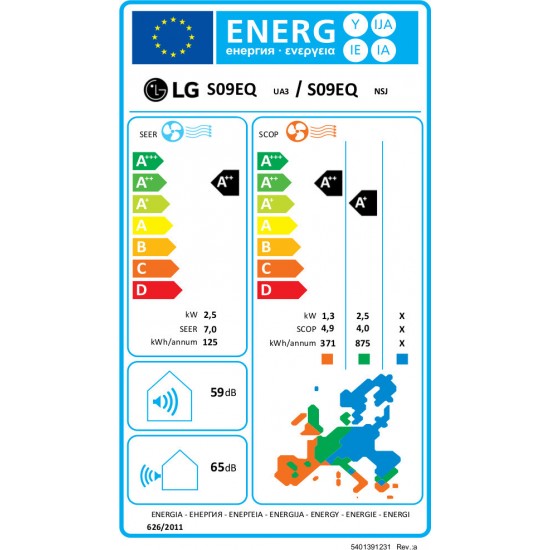 LG Libero Plus S09EQ UA3/S09EQ NSJ Κλιματιστικό ,9000 BTU ,Dual Inverter Compressor ,A++/A+ ,Smart ThinQ (Wi-Fi) ready,10 χρόνια εγγύηση,Συμπιεστής