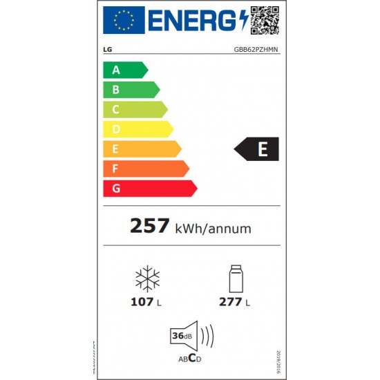 LG GBB62PZHMN Ψυγειοκαταψύκτης (384lt) NoFrost Inox Υ203xΠ59.5xΒ68.2εκ.5 χρόνια εγγύηση 10 χρόνια στο μοτέρ