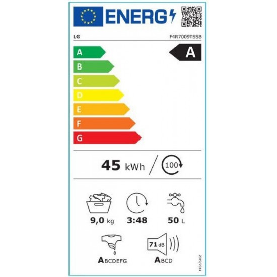 LG F4R7009TSSB Πλυντήριο Ρούχων 9kg με Ατμό 1400 Στροφών ,A-10%,AI DD™ ,TurboWash™,Wifi ,6 Motion