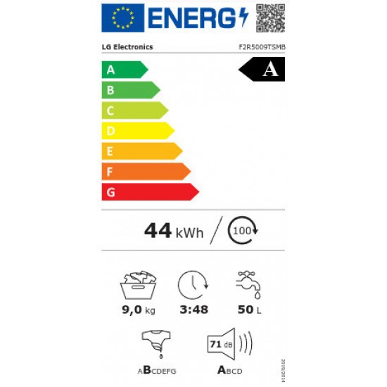 LG F2R5009TSMB SLIM BLACK ΠΛΥΝΤΗΡΙΟ 9KG 1200RPM AI DD™, Steam™,TurboWash™,Inverter DirectDrive Μοτέρ, 6 Motion DD ,βαθος 47,5