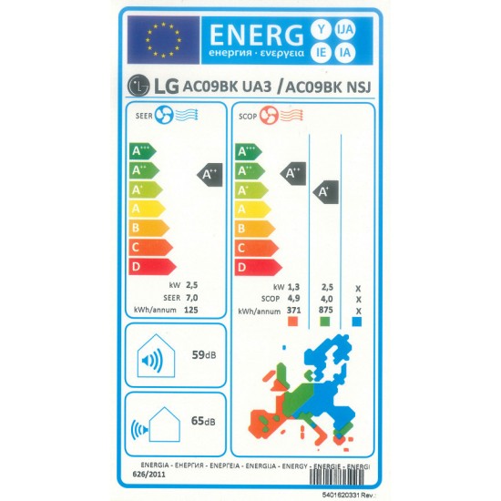 LG ArtCool AC09BK UA3/AC09BK NSJ Κλιματιστικό  Dual Inverter™:9000 BTU A++/A++ με Ιονιστή και Smart ThinQ (Wi-Fi):4-Way Swing