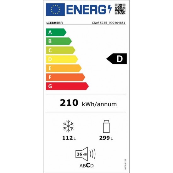 Liebherr Cnef 5735 Ψυγειοκαταψύκτης 411lt NoFrost,DuoCooling,Υψ201xΠλ70xΒαθ66.5εκ. Inox  