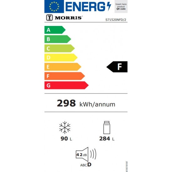 Morris S71520NFD Ψυγείο Δίπορτο 374lt Total NoFrost Υψ171.2xΠλ69.6xΒαθ68.5εκ. Inox 