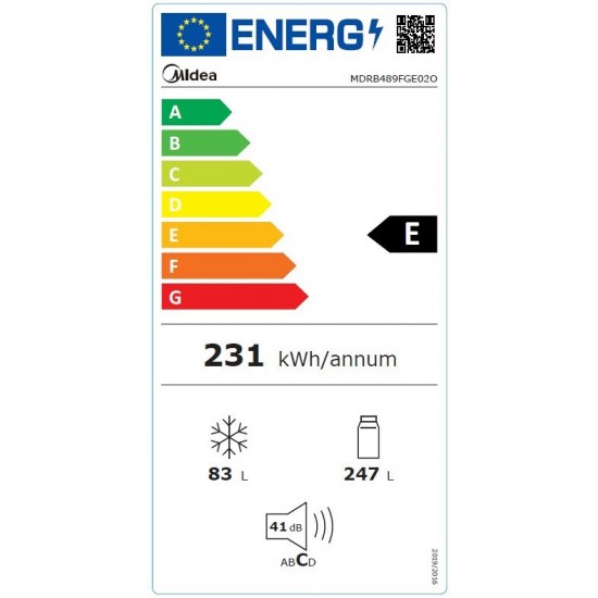 Midea MDRB489FGE02OE Ψυγειοκαταψύκτης ,Υ201xΠ59.5xΒ63.5εκ. Inox ,Total No Frost & Σύστημα Μulti Air Flow με Ηλεκτρονικό έλεγχο