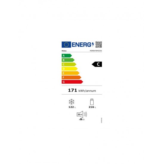 Midea MDRB470MGC02 Ψυγειοκαταψύκτης (338litra) Full No Frost Inox  (Υ x Π x B) 185,0 x 59,5 x 70 cm