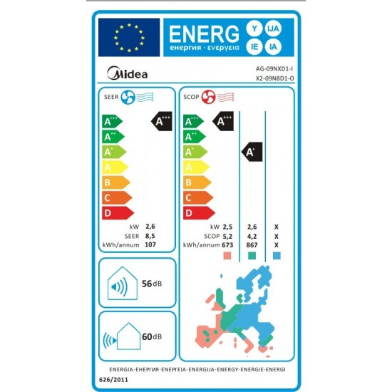 Midea Xtreme Save Pro AG-09NXD6/X2-09N8D6 Κλιματιστικό Inverter 9000 BTU A+++/A++ με Ιονιστή και WiFi