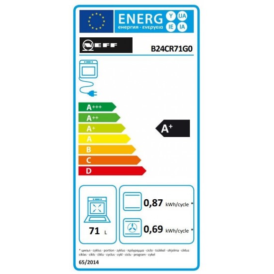 Neff B24CR71G0 Φούρνος 71lt Graphite Grey ,CircoTherm®,Πυρόλυση+Υδρόλυση soft Close με Soft Opening  , με 14 τρόπους λειτουργίας,Home Connect