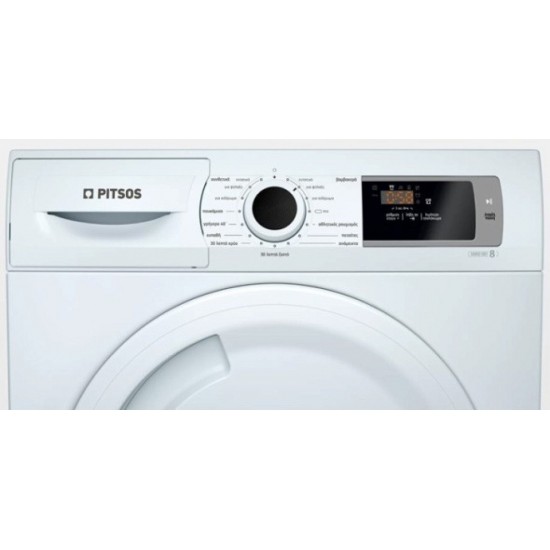 Pitsos WTP703D8 Στεγνωτήριο 8kg A+ με Αντλία Θερμότητας,Duo Tronic:Γρήγορο 40′: