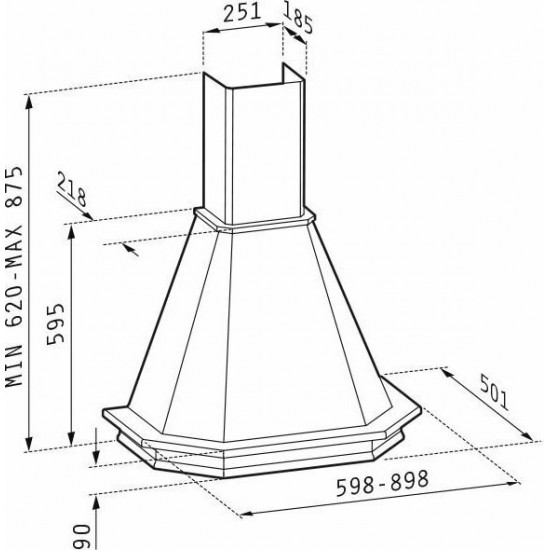 Pyramis Classic Ρουστίκ Απορροφητήρας Καμινάδα 60cm Λευκός,065018002 