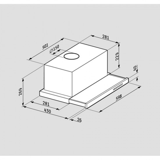 Pyramis Turbo Plus 065036801 Απορροφητήρας Συρόμενος Inox 60cm,(Ελευθέρας Ροής) 1000m3/h,(Μέγιστη Ροής) 700m3/h