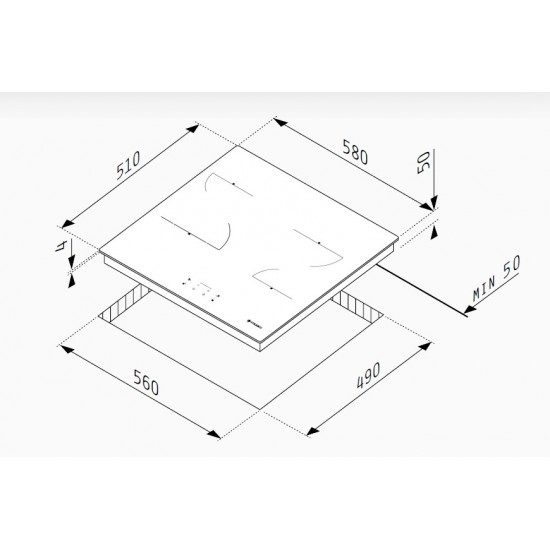 Pyramis PHC61430FMB Κεραμική Εστία Αυτόνομη με Λειτουργία Κλειδώματος 58×51εκ.