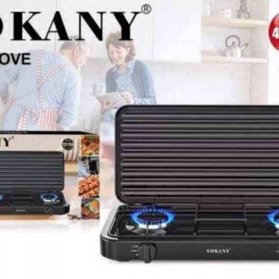 Sokany SK-6003 Επιτραπέζια Εστία Υγραερίου Διπλή 5,5kw ,διαστ.60χ8χ34cm 