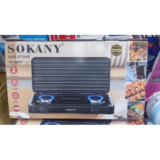 Sokany SK-6003 Επιτραπέζια Εστία Υγραερίου Διπλή 5,5kw ,διαστ.60χ8χ34cm 