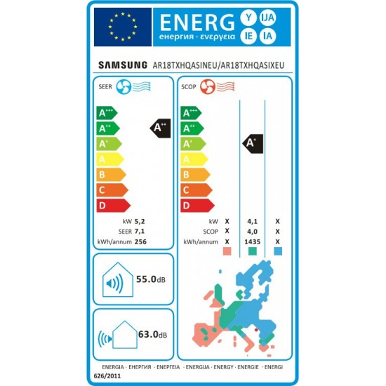 Samsung AR18TXHQASINEU/AR18TXHQASIXEU Κλιματιστικό Inverter Λευκό (18000btu/h) A++/Α