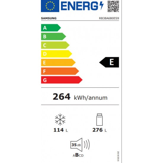 Samsung RB38A6B0ES9/EF Ψυγειοκαταψύκτης (390lt) Inox NoFrost (2.03x59.5x65.8)