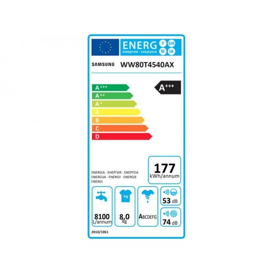 Samsung WW80T4540AX/LE Πλυντήριο Ρούχων (8kg) 1400rpm Α+++