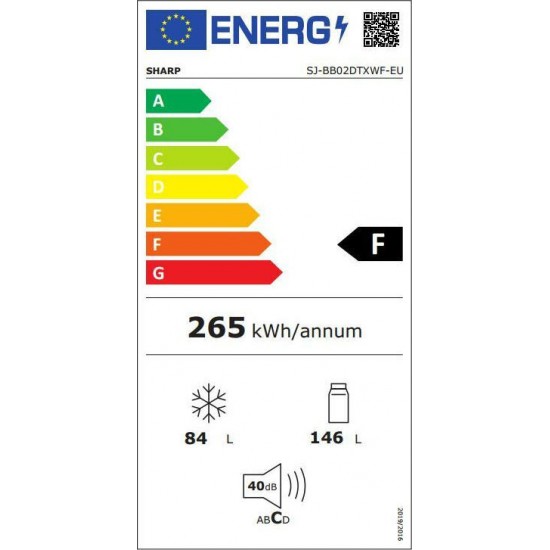 Sharp SJ-BB02DTXWF Ψυγειοκαταψύκτης 230lt ,λευκος,Υψ152xΠλ54xΒ59.5εκ.low frost(στατικος)