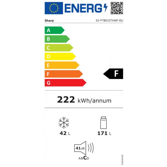 Sharp SJ-FBB05DTXLE Ψυγειοκαταψύκτης 288lt Υ180xΠ54xΒ60cm Inox,σύστημα στατικής ψύξης