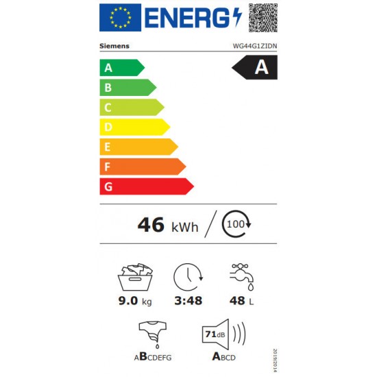 Siemens WG44G1ZEDN Πλυντήριο Ρούχων 9kg με Ατμό 1400 Στροφών,inverter brushless,softDial,varioSpeed ,smartFinish