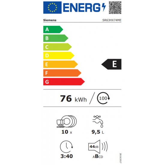 Siemens SR63HX74ME Πλήρως εντοιχιζόμενο πλυντήριο πιάτων 45cm με Wi-Fi,Τρίτο καλάθι,duoPower 