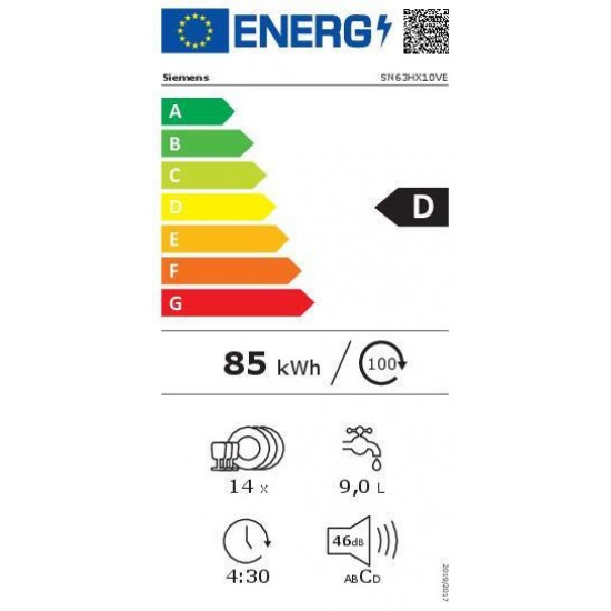 Siemens SN63HX10VE Πλήρως Εντοιχιζόμενο Πλυντήριο Πιάτων για 14 Σερβίτσια Π59.8xY81.5εκ.